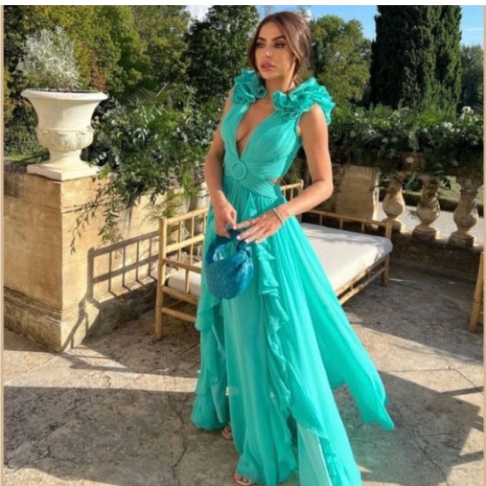 PatBO Teal Ruffled Maxi Dress - Picture 2 of 10